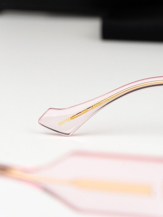 Gucci Women Sunglasses Transparent Pink Burgundy Grad Square GG1558SK 004 NEW main image 9